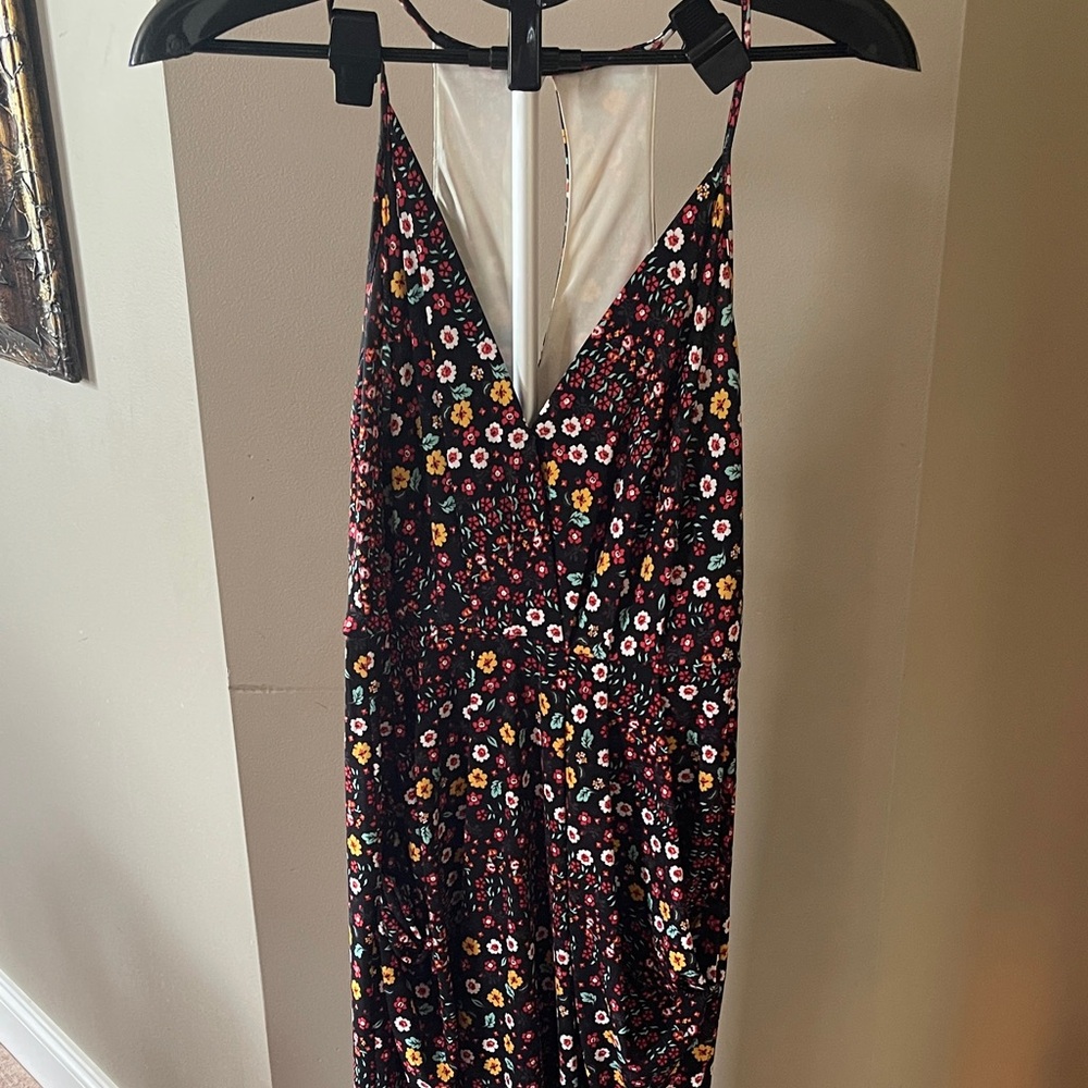 BCBGeneration Black Floral Backless Dress